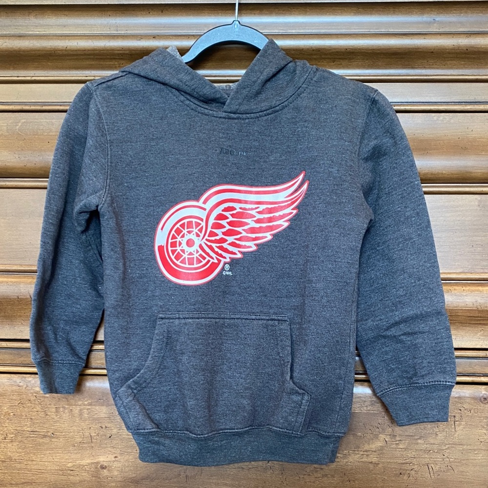 Reebok NHL Face Off Collection Kids Charcoal Detroit Red Wings Hoodie Small (8)